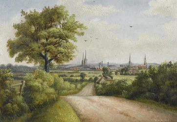 Coventry Spires from Barkers Butts Lane, early 20th century